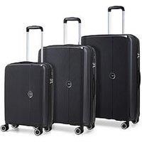 Rock Luggage Hudson 8 Wheel Pp Hardshell 3Pc Suitcase Set - Black