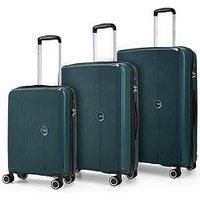 Rock Luggage Hudson 8 Wheel Pp Hardshell 3Pc Suitcase Set - Dark Green