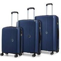 Rock Luggage Hudson 8 Wheel Pp Hardshell 3Pc Suitcase Set - Navy