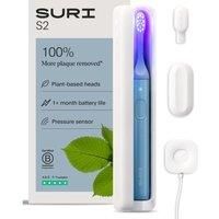SURI 2.0 Sonic Electric Toothbrush with Pressure Sensor & UV-Cleaning Travel Case | 35+ Day Battery | UK’s No.1 Rated | Sustainable Electric Toothbrush Adults | Sonic Toothbrushes | Blue