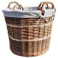 Red Hamper L009L Wicker Set of 2 Cotton Lined Log Baskets