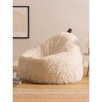 icon Cocoon Faux Fur Ezra Bean Bag Chair, Natural, Giant Fluffy Bean Bags Adult, Large Bean Bags with Filling Included