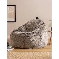 icon Cocoon Faux Fur Ezra Bean Bag Chair, Artic Wolf Grey, Giant Fluffy Bean Bags Adult, Large Bean Bags with Filling Included