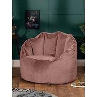 icon Sirena Bean Bag Chair, Dusk Pink, Velvet Accent Chair, Adult Bean Bag Seat with Filling Included, Large Bean Bag, Living Room Furniture