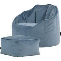 icon Sirena Scallop Chair Bean Bag & Footstool Pink Velvet Bean Bags in Light Blue