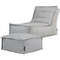 icon Dolce Lounge Bean Bag Chair and Footstool, Grey, Indoor Outdoor Beanbag, Large Adult Bean Bag with Filling Included, Floor Chair, Garden, Living Room Furniture, Bedroom Furniture