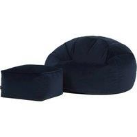 icon Kingston Classic Velvet Bean Bag Chair & Pouffe Pink Bean Bag Chair in Dark Blue