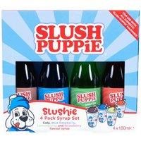 Slush Puppie Syrup Pack of 4 Assorted Flavours. Includes Iconic Blue Raspberry, Strawberry, Cola, Lemon & Lime flavours. 4 x 180ml Bottles. Officially Licensed Slush Puppy Merchandise.