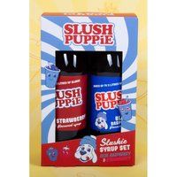 Slush Puppie Syrup Pack of 2 Flavours. Includes Iconic Blue Raspberry & Strawberry flavours. 2 x 500ml Bottles. Officially Licensed Slush Puppy Merchandise.