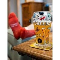 Fizz Creations Craft Beer Socks & Glass Gift Set. Includes Vibrant Design Pint Glass & Classic Craft Beer Design Socks. Fathers Day. Novelty Beer Glass Set. Craft Beer Gift Set