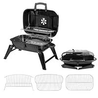 Alivio Portable BBQ Grill, Garden Charcoal Grill for Outdoor, Patio (Black)