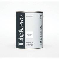 LickPro Matt Pure Brilliant White Emulsion Walls & Ceilings Paint 5Ltr (727FW)