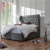 GFW Dakota Kingsize EndLift Ottoman Bed withMattress-Pewter