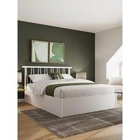 GFW Fusum King Spindle Ottoman White Bed & Bonnel Mattress, White