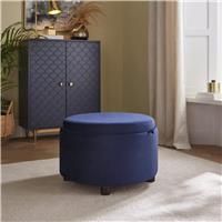 GFW Delilah Velvet Storage Ottoman - Blue