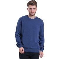 alsestudio Men`s Crewneck Jumper 100% Cotton Premium Quality Soft Touch Long Sleeve Pullover Essential Style Knitted Sweaters for Men (Indigo, S)