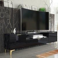 TV Unit 200cm Luxury Modern Stand Black High Gloss