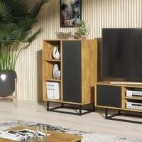 Creative Furniture Sideboard 100cm Loft Retro Vintage Oak & Black Contemporary Display Cabinet