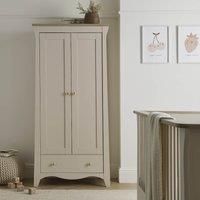 Clara Baby Double Wardrobe for Nursery - Baby Nursery Furniture with 2 Hanging Rails, Shelf and Drawer - Cashmere & Ash