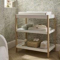 CuddleCo Nola Baby Changing Table with 2 Shelves - Trendy Changing Station with open storage space - Nursery Furniture White & Natural