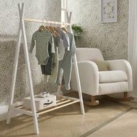 Nola Baby Clothes Rail - Dress up Clothing Rack with Shoe Shelf White & Natural