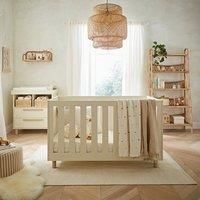 Harper 2 Piece Nursery Set - Cot Bed and Dresser with Removable Changing Top - Cream & Ash