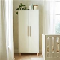 CuddleCo Harper Nursery Wardrobe - Modern Nursery Wardrobe with Shelf and Adjustable Rails - Cream & Ash