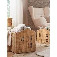 CuddleCo Country Cottage Storage Baskets - Natural Rattan Nursery Storage Set for Toys, Baby Essentials, and Organising - Stylish & Practical Home Organisation (Set of 3)