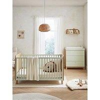Cuddleco Remi 2Pc Set 3 Drawer Dresser, Cot Bed Oak/Green
