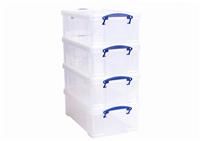 Really Useful 4 x 12L Plastic Storage Boxes - Clear