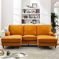 Artemis Home Woodbury U-shaped Velvet Corner Sofa - Orange