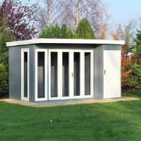 12x8 Shire Aster Summerhouse with Side Storage - 12 x 8 Shire Aster Summerhouse with Left-Hand Side Storage in shiplap