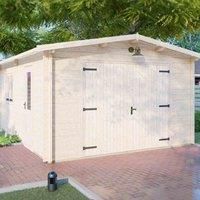 Shire Log Cabin Apex Garage 44 mm 12 G x 18 ft, Brown