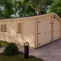Shire Log Cabin Apex Garage 44 mm 18 G x 18 ft, Brown