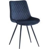 World Furniture 4 x Mabel Velvet Dining Chair - Deep Blue/Black Leg