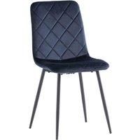 World Furniture 4 x Bella Velvet Dining Chair - Deep Blue/Black Leg