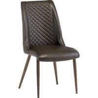 World Furniture Set Of 2 Amber Dining Chair - Dark Brown PU Brass Leg
