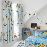 Happy Linen Company World Explorer Map Ring Track Pole Fully Lined Thermal Blackout Pencil Pleat Curtain Set - 66 X 54inch