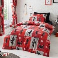 Happy Linen Company Boys Girls Kids Freestyle Football Tricks Red Double Reversible Duvet Cover Bedding Set