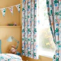 Happy Linen Company Sunset Safari Savannah Ring Track Pole Fully Lined Thermal Blackout Pencil Pleat Curtain Set - 66 X 54inch, White