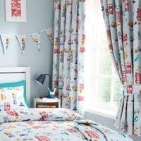 Happy Linen Company Road Trip Transport Ring Track Pole Fully Lined Thermal Blackout Pencil Pleat Curtain Set - 66 X 72inch, Blue