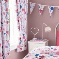 Happy Linen Company Hearts Hearts Ring Track Pole Fully Lined Thermal Blackout Pencil Pleat Curtain Set - 66 X 72inch, Pink