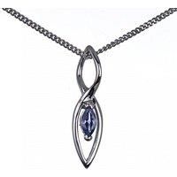 Tanzanite Pendant Sterling Silver Blue Marquise Dangle UK Design Handmade Boxed