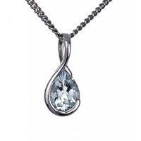 Aquamarine Necklace Sterling Silver Infinity Loop Natural Blue Gemstone Handmade