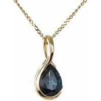 9ct Gold Necklace London Blue Treated Topaz Natural Gemstone Pendant Boxed Gift