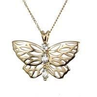 9ct Gold Aquamarine Necklace Butterfly Pendant Hallmarked UK Design Gift