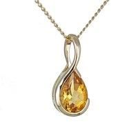 9ct Gold Citrine Necklace Infinity Loop Yellow Natural Handmade Gift