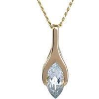 9ct Gold Aquamarine Necklace Minimalist Marquise Blue Natural Handmade Gift