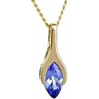 9ct Gold Tanzanite Pendant SMALL Minimalist Marquise Blue Natural Gemstone Boxed