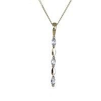 9ct Yellow Gold Aquamarine Necklace Natural Blue Marquise Gemstones